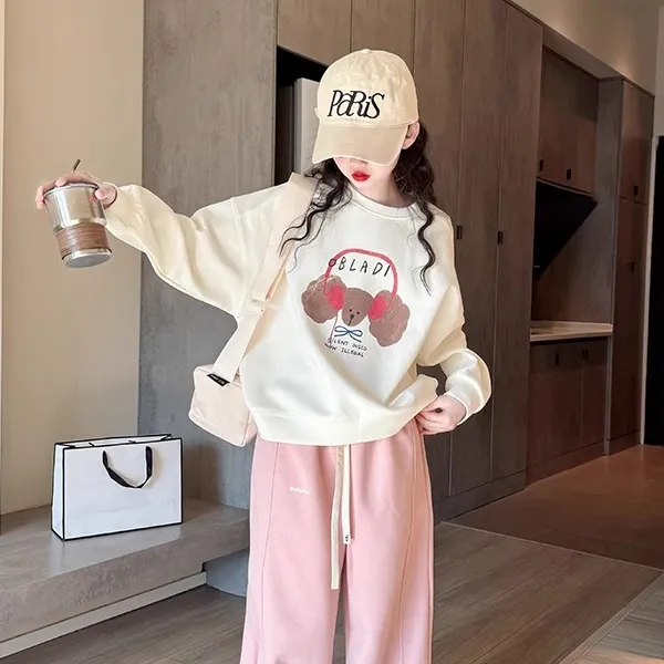 女童春秋卫衣2025新款女大童宽松打底衫儿童休闲女孩洋气长袖上衣