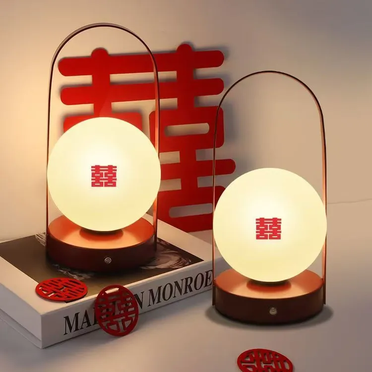 结婚长明灯陪嫁一对高级婚房布红台灯床头灯长明灯结婚礼物送新人