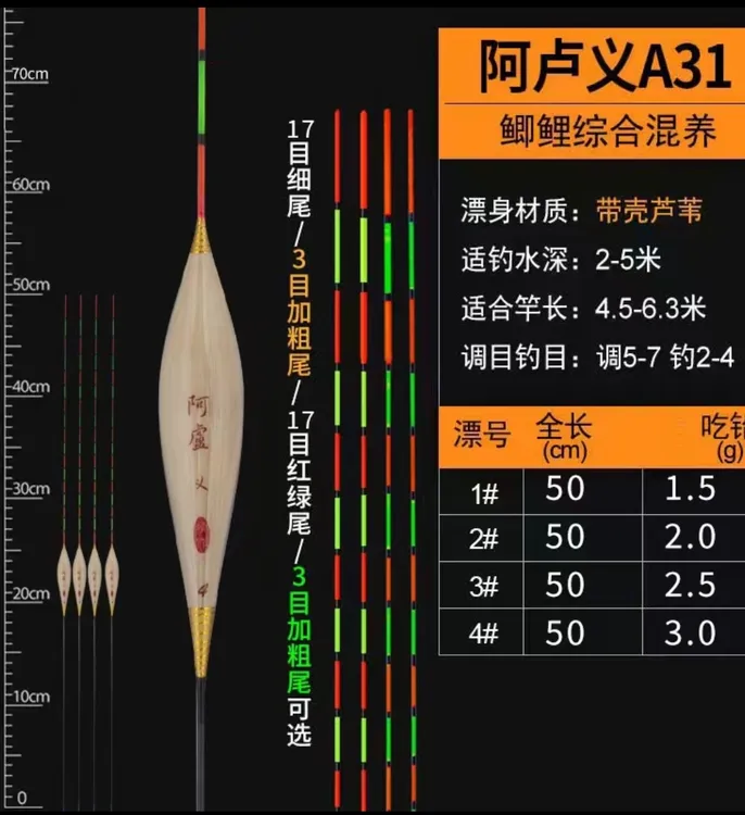 阿卢义50/60长lpA31芦苇漂枣核行程漂黑坑竞技野钓深水混养漂