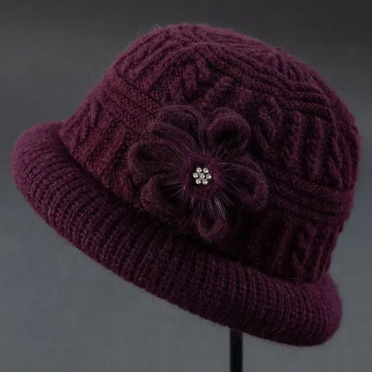 秋冬季中老年中老年人妈妈老太太渔夫帽加厚子女加绒保暖奶奶针织