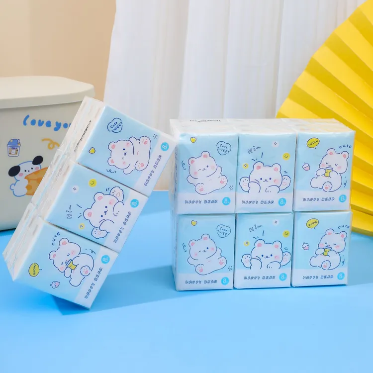 原生木浆熊样迷你随身便携式可爱柔软学生一次性手帕纸小包装透气