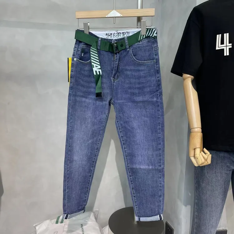 男士休闲时尚修身夏季弹力百搭牛仔裤薄款潮流
