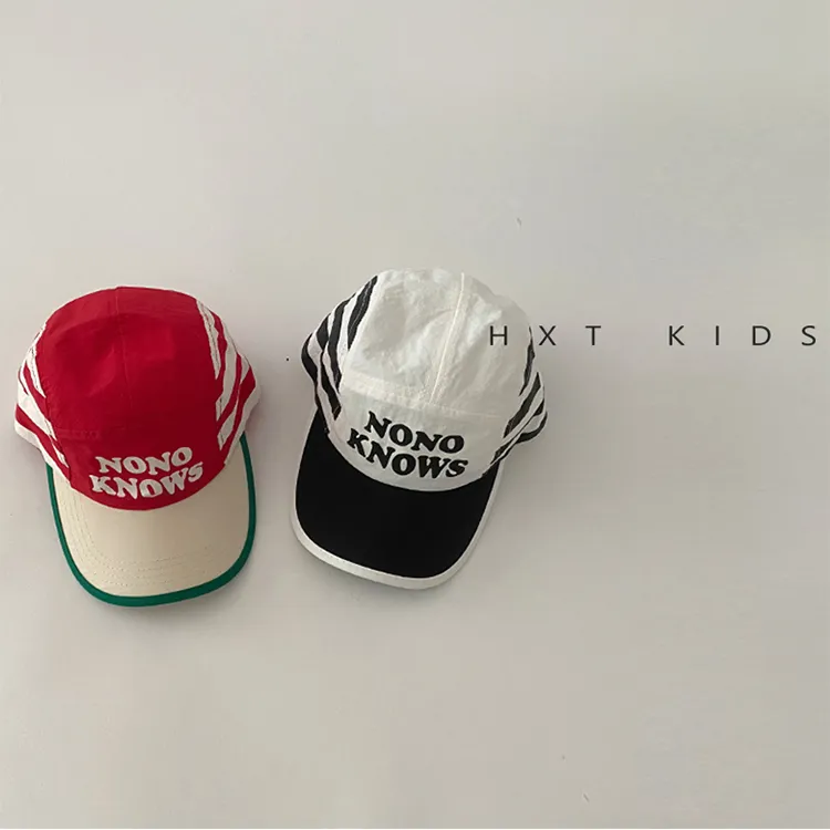 儿童鸭舌帽夏季薄款透气速干遮阳帽子男童女童宝宝字母拼色棒球帽