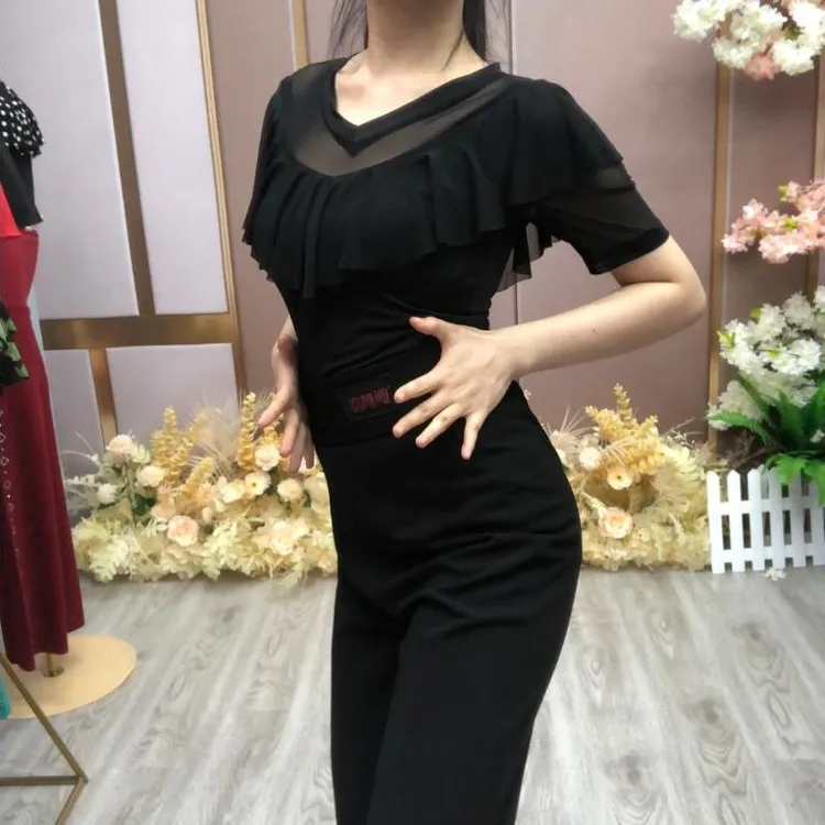 欢舞阁摩登舞吉特巴舞蹈服广场舞练习服女士短袖上衣A0193