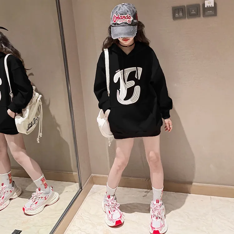 女童卫衣春秋洋气新款韩版儿童长袖网红休闲时髦中大童连帽上衣潮