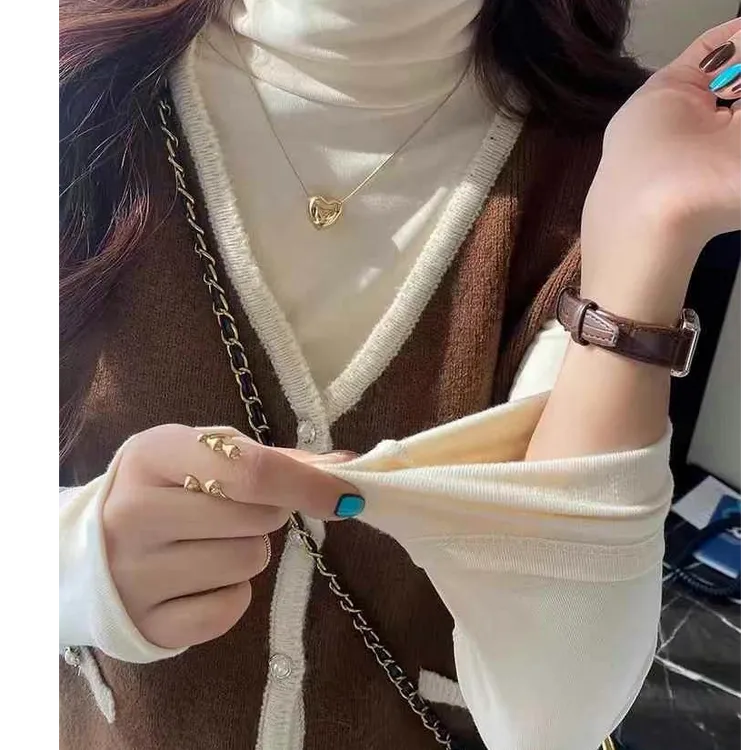 德绒杏色高领新款2024打底衫女内搭修身显瘦德绒百搭长袖T恤女