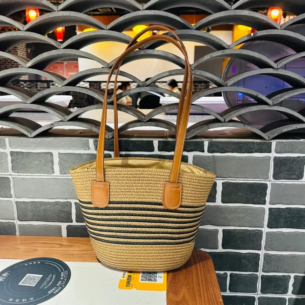 时尚草编包编制编织包沙滩篮子包单肩百搭休闲小众夏季复古纯手工