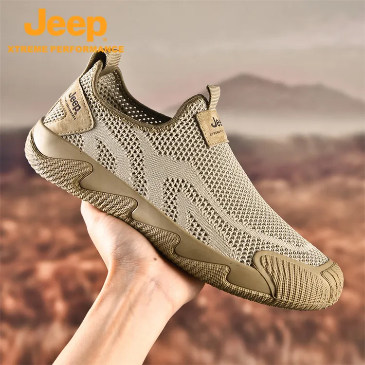jeep夏季网面男款飞织运动鞋男士防滑穿搭干净感鞋子男款开车男鞋