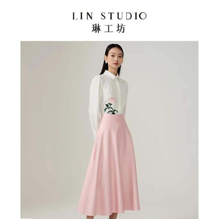 【半裙】琳工坊雪柔粉色裙子洋气温柔时尚女装气质少女唐琳设计师