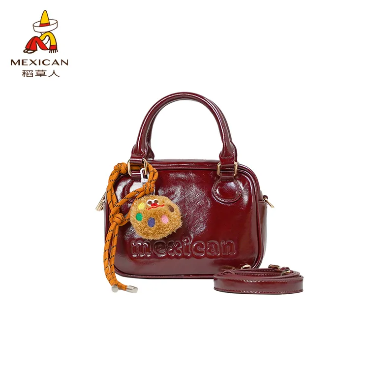 稻草人2025新款油蜡皮镜面托特手提包包可爱精致斜挎包女