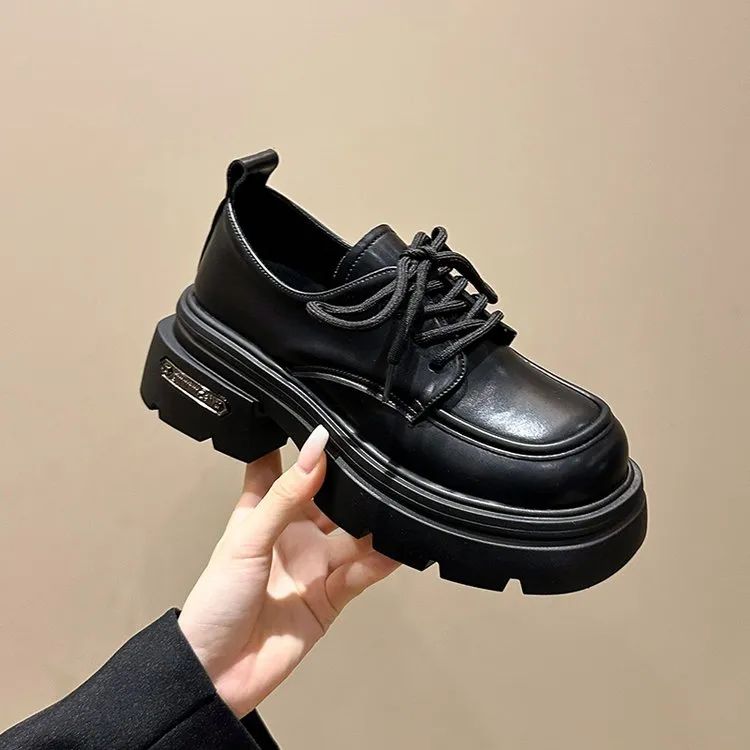 (一双孤品）厚底小皮鞋女2024年秋季乐福鞋小个子增高单鞋