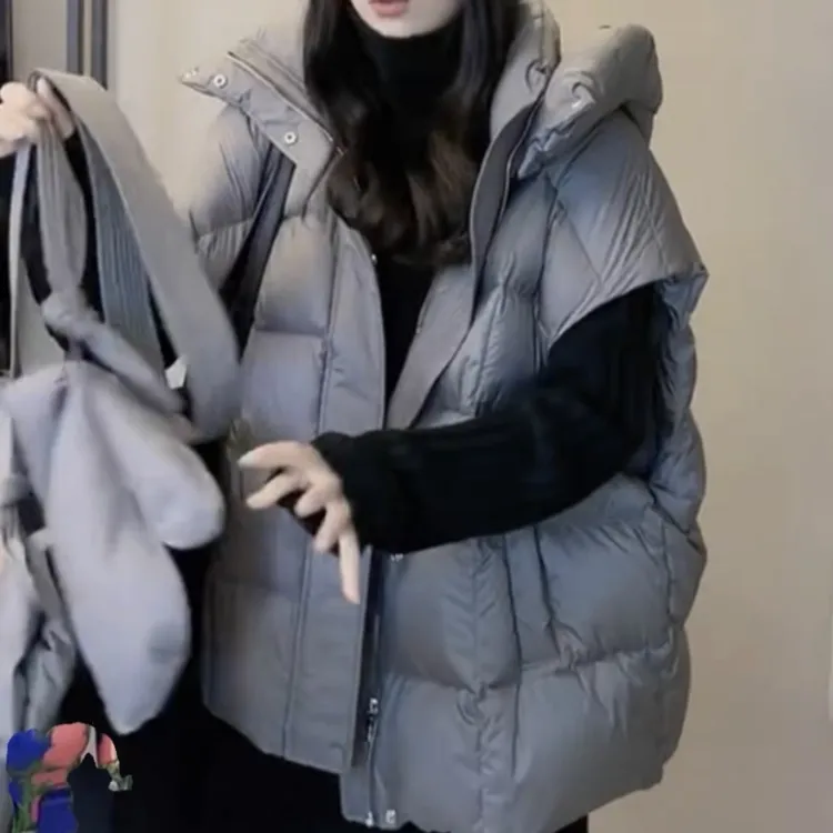 2025网红潮款女外穿马甲坎肩减龄款连帽韩版宽松马夹气质保暖外套