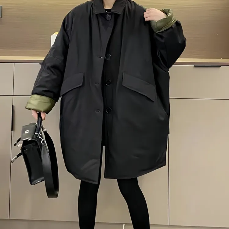 2025年冬季90白鸭绒撞色中长款风衣式洋气小个子上档次羽绒服外套