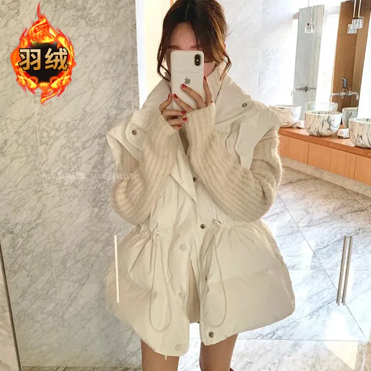 羽绒马甲外穿洋气女款爆款2025年新款冬季轻薄白鸭绒收腰马夹外套
