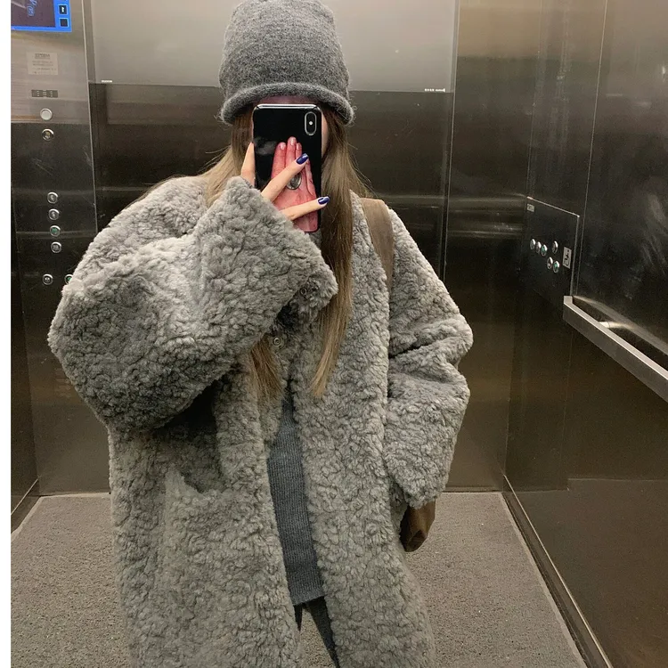 羊羔毛大衣女款爆款2025新款正品皮毛一体高档仿皮草加厚保暖外套