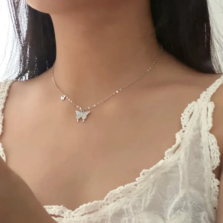 坠链均925银 S925蝴蝶纯银项链破茧成蝶高级感时尚百搭锁骨链简约