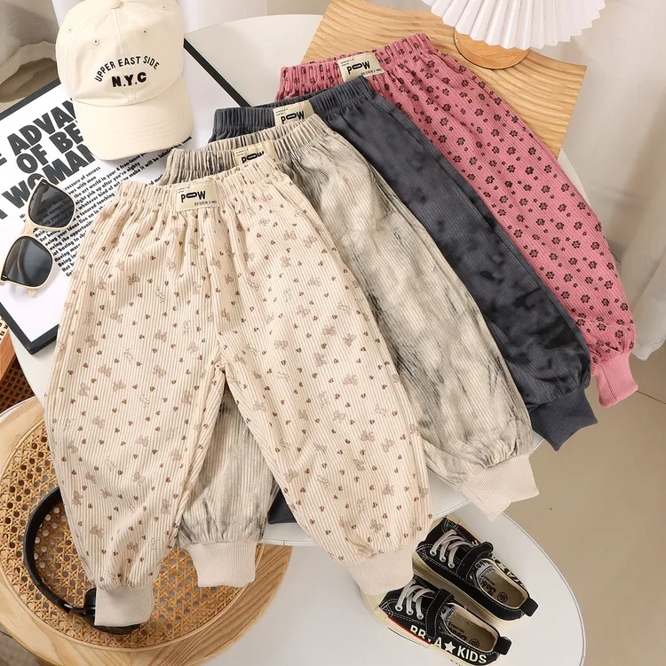 儿童灯芯绒休闲裤男女童洋气宽松外穿春秋时尚韩版小童品质童装