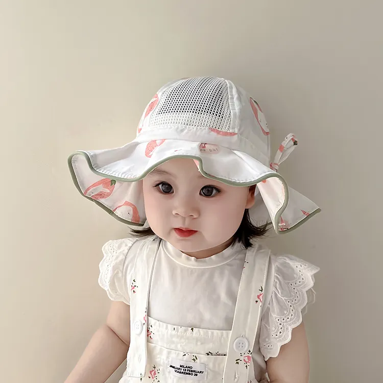 女童帽子春夏季薄款遮阳帽大帽檐夏天防晒婴儿太阳帽女宝宝渔夫帽