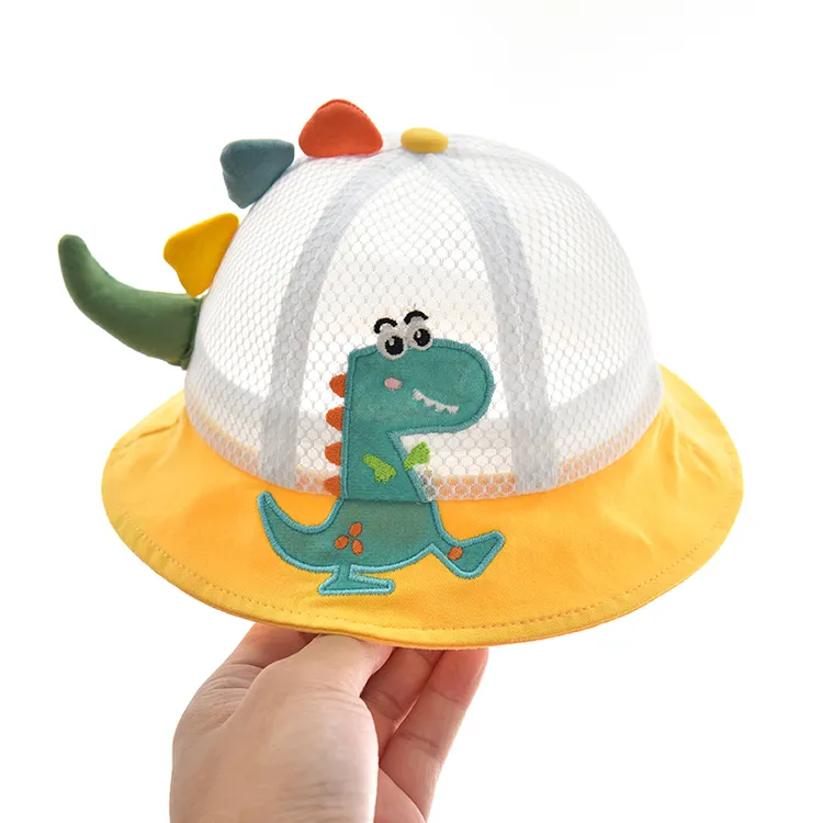 宝宝帽子夏季薄款恐龙网眼男女儿童渔夫帽春秋透气婴儿遮阳防晒帽