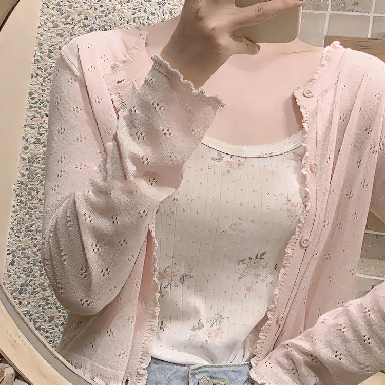 夏季小衫洋气漂亮薄款针织衫防晒空调衫甜美日系软妹短外套罩衫女