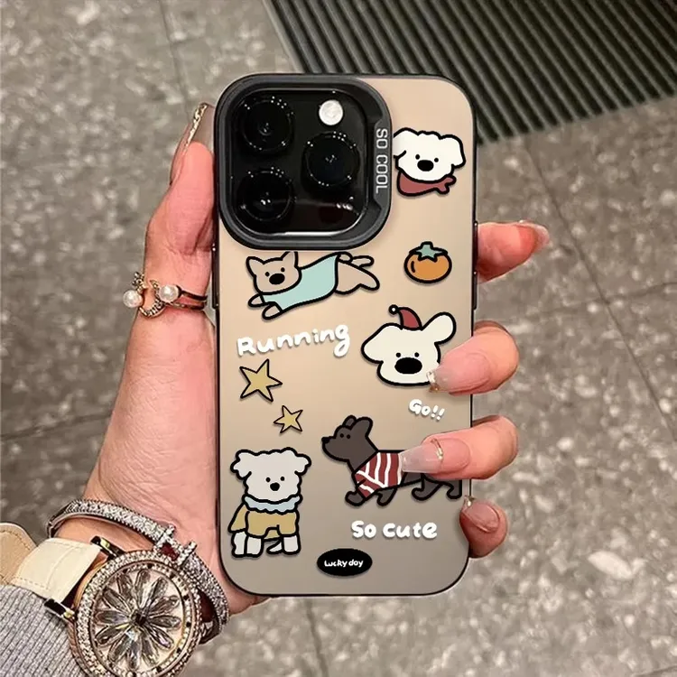 彩银穿衣小狗适用苹果16ProMax手机壳15Pro苹果iPhone17男14女13P
