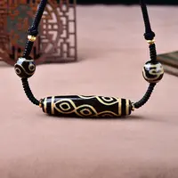 品煌牙黄特殊凤九眼玛瑙锁骨链编织男女同款时尚吊坠58x14mm