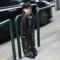 【现货】SUPER JIMMY 潮酷男孩 秋季儿童做旧水洗汉堡印花宽松卫衣