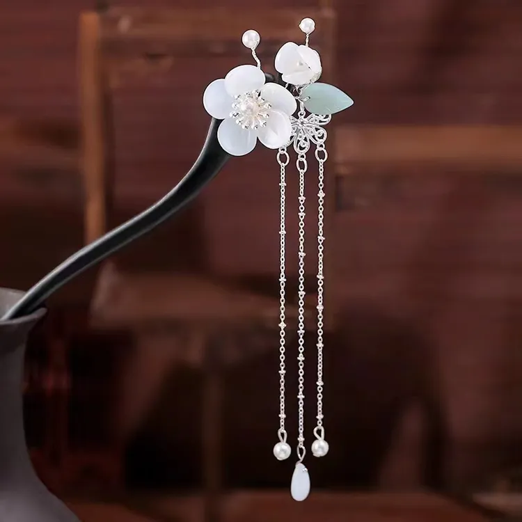 汉服头饰配饰黑木发簪女古风发饰梅花簪手工饰品复古国风简约日常