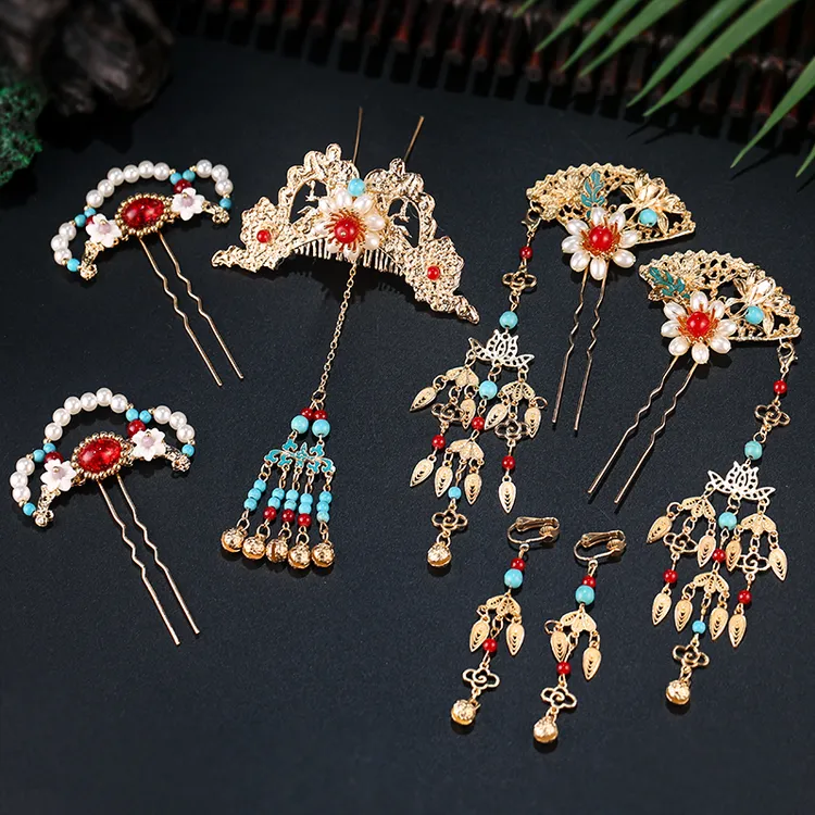 古风汉服唐风百搭头饰超仙汉服发饰流苏发簪结婚秀禾敬酒发饰古典