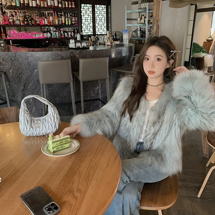 貉子毛双面编织皮草外套女短款小个子洋气2025冬季新款网红656