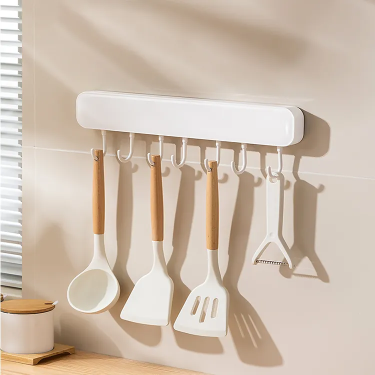 厨房挂钩一排门后挂衣服挂钩强力粘胶壁挂厨具收纳挂架排钩