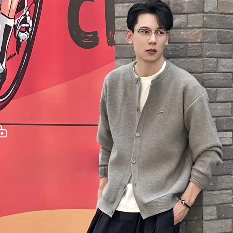 秋冬季新款男士针织毛衫开衫加厚时尚宽松休闲长袖韩版纯色情侣款