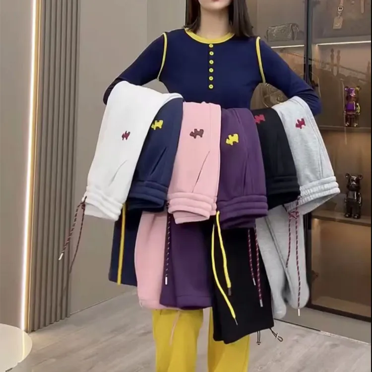高腰显瘦阔腿裤直筒裤2024秋冬新款加绒加厚高腰宽松显瘦阔腿裤