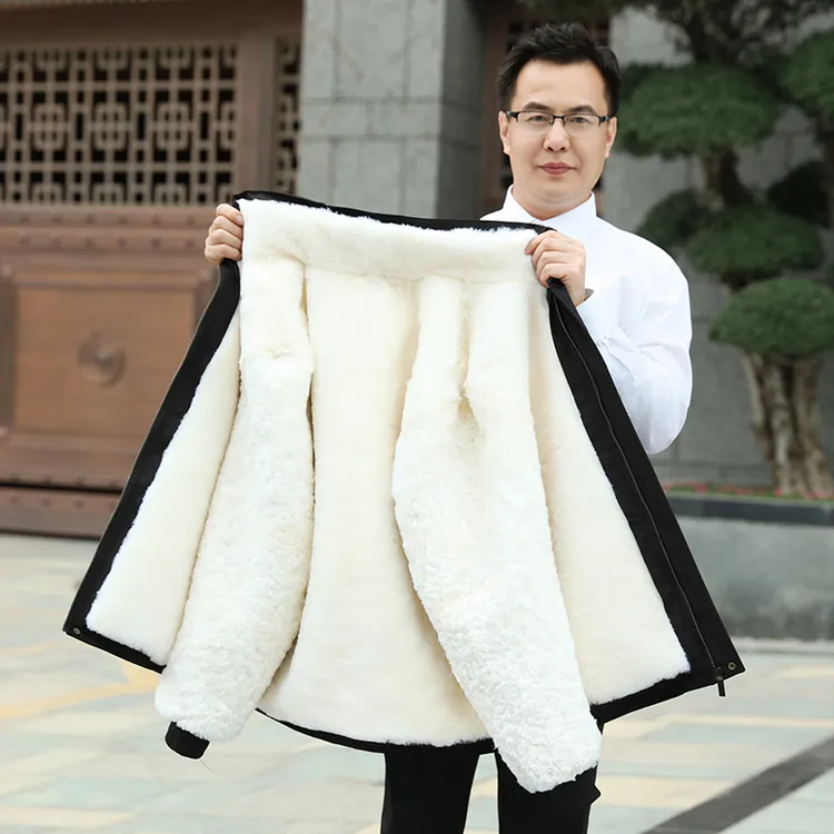羊皮袄男皮毛一体冬季加厚羊毛外套活里活面中老年男士派克服棉服