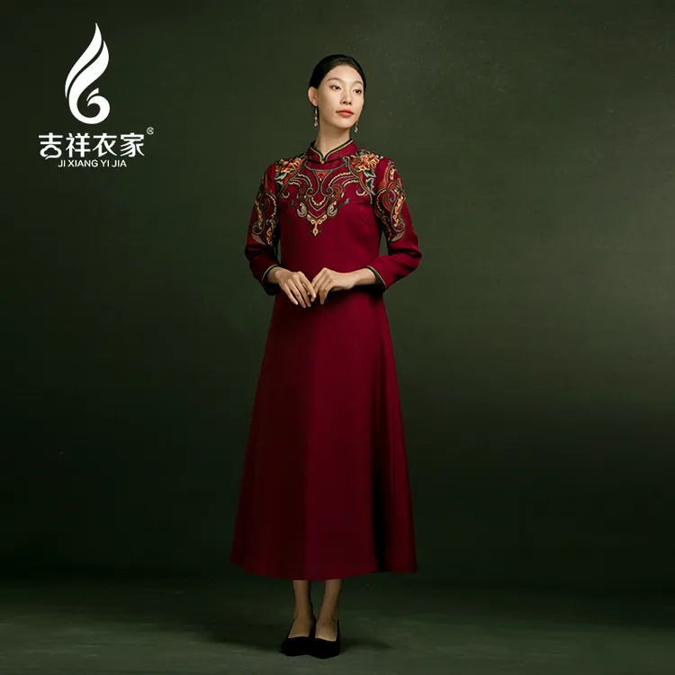 JIXIANGYIJIA/吉祥衣家八华照壁连衣裙新年战衣冬季穿搭914233686