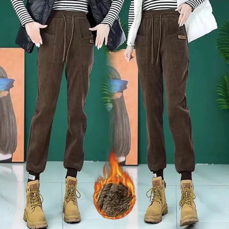 卫裤加绒女冬裤子女2023新款爆款显瘦休闲运动裤小个子束脚哈伦裤