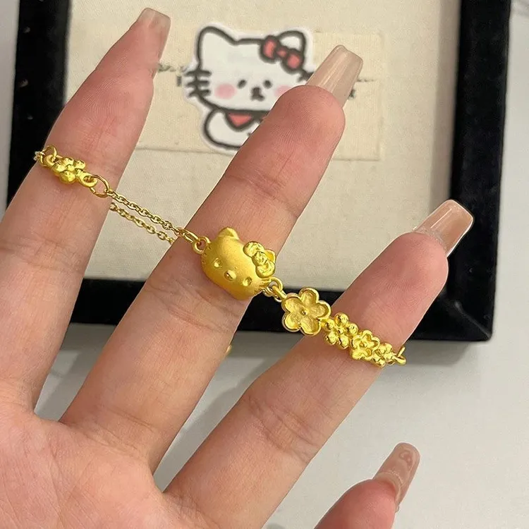 铜合金手链 可爱樱花手链女ins百搭kt猫手饰新款森系手链送女友