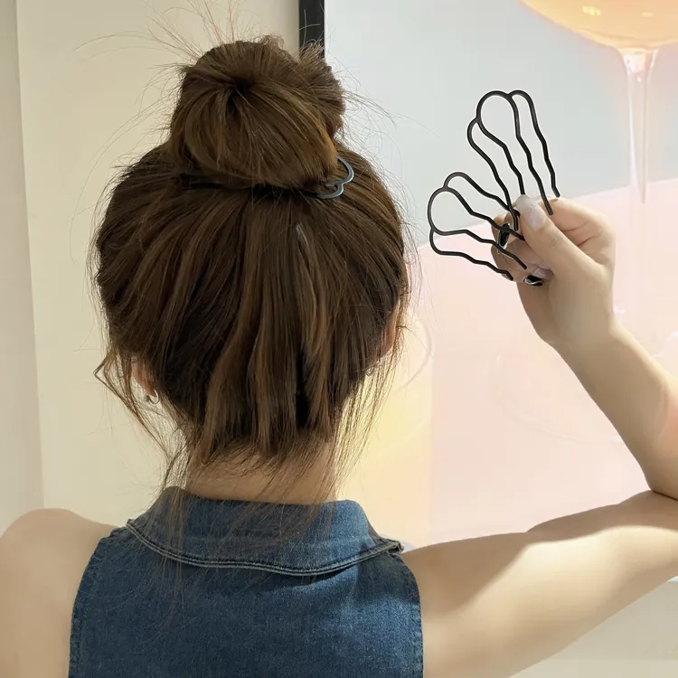 合金发饰 巨好用～黑色隐形四齿U型夹丸子头全盘懒人盘发神器发簪
