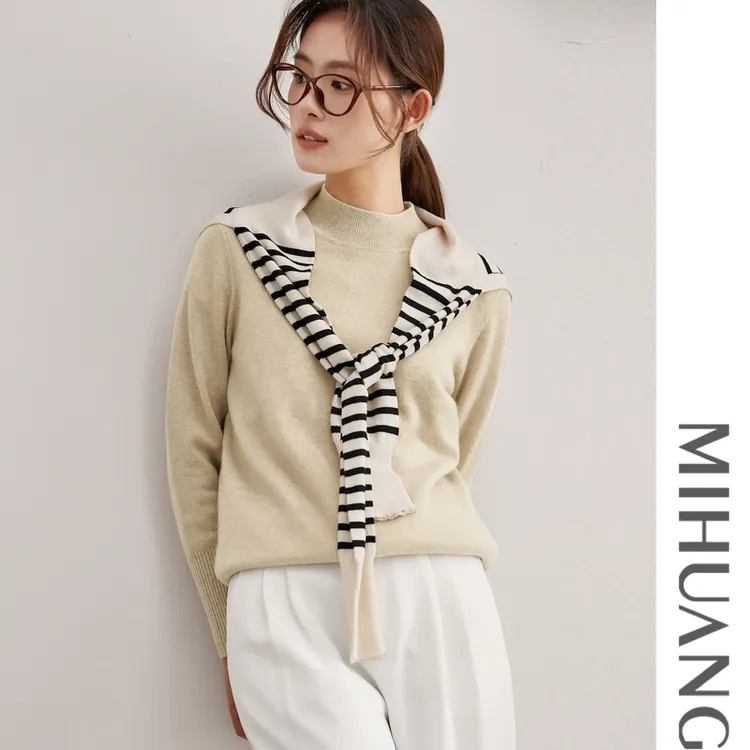 MIHUANG/米皇山羊绒半高领秋冬百搭女山羊绒针织衫新升级532203