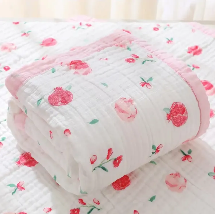 纯棉六层一体纱工艺浴巾盖被高密泡泡纱四季毛巾被裹巾包被厚款