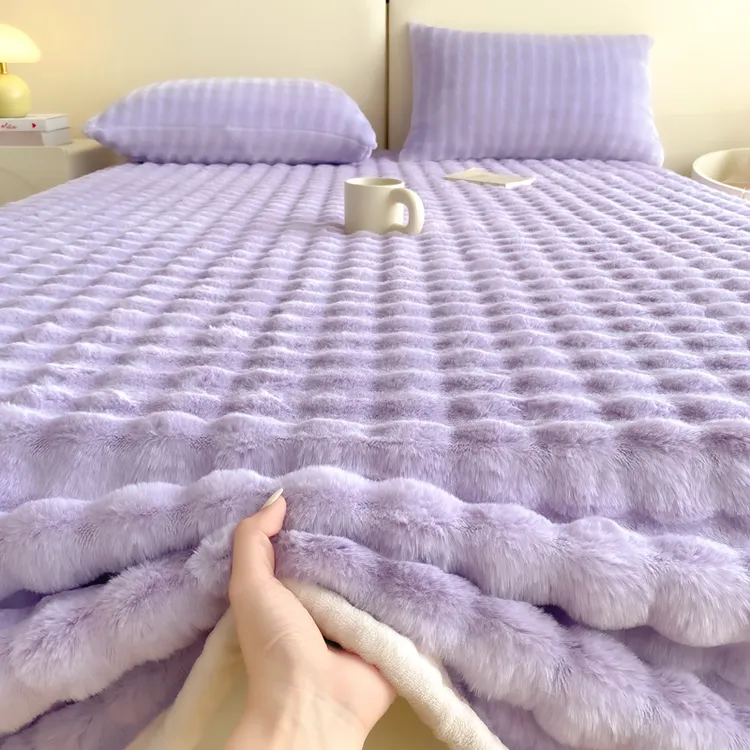 兔毛绒床单单件冬季加绒加厚牛奶绒珊瑚绒宿舍单人被单毛绒毯新款