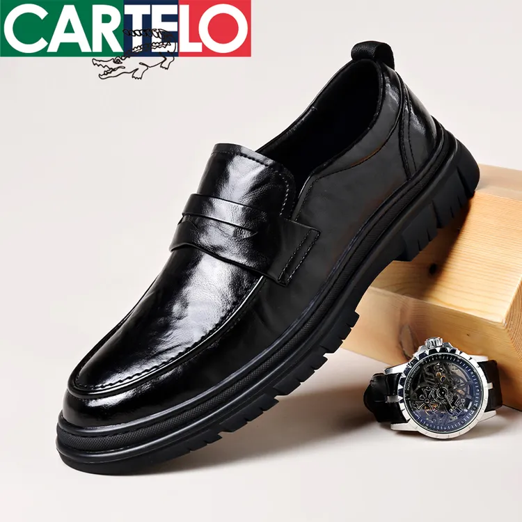 CARTELO/卡帝乐鳄鱼乐福鞋男新款秋季百搭透气男士皮鞋软底一脚蹬