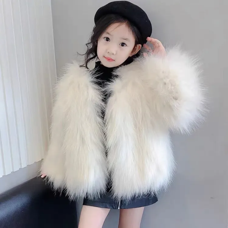 2025冬季棉服女童时尚毛绒洋气公主毛毛大衣童装女宝宝棉衣潮