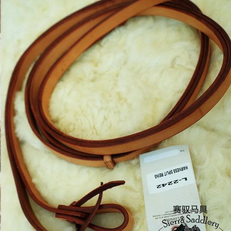 L2242西部马术西部长缰 美国霍尔文马具皮分离缰 reining尾部