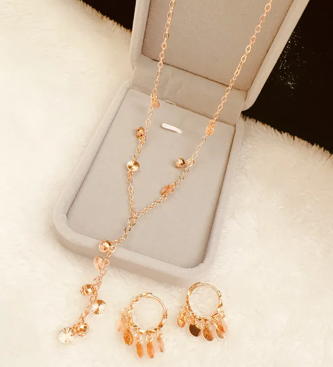 铜合金项链 parilar新款玫瑰金色圆片福利款项链两件套时尚771