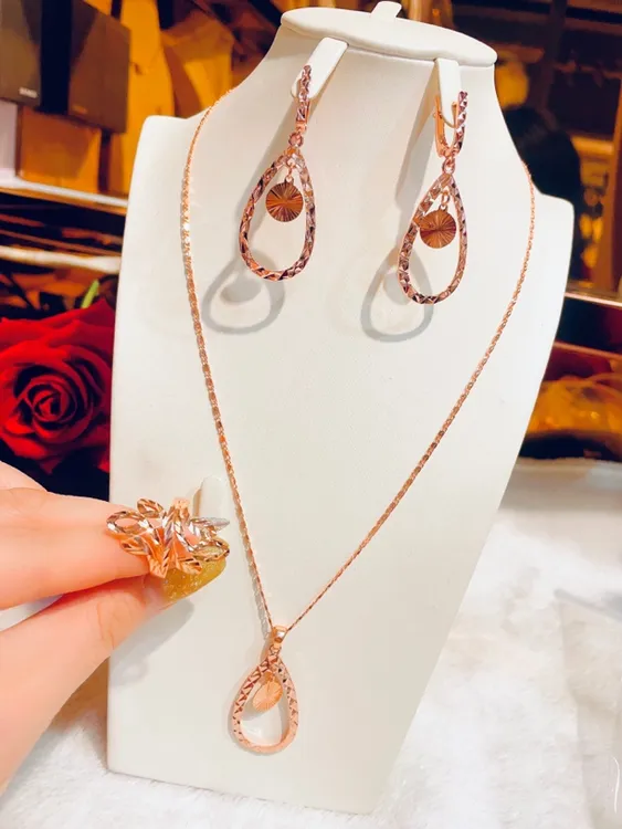 铜合金项链 parilar新款玫瑰金色个性时尚百搭三件套417