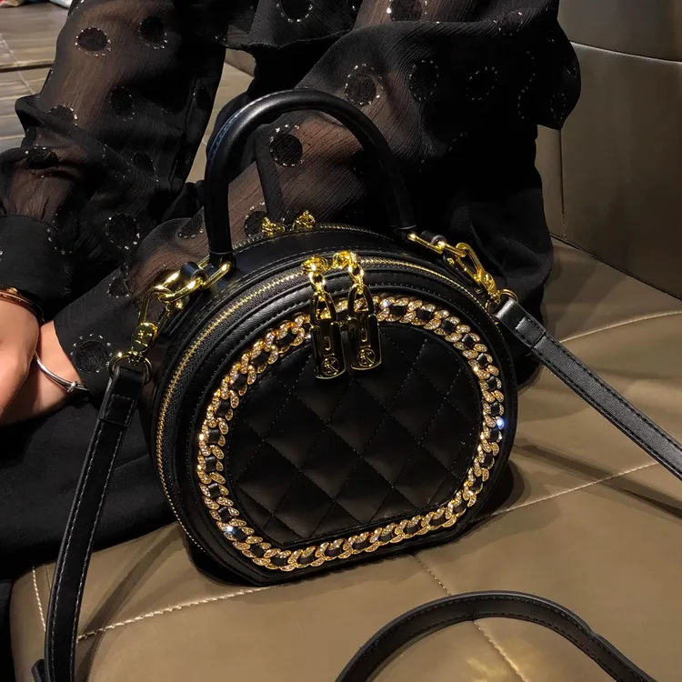 香港品牌包包女款2025新款小香风秋季手提小圆包真皮斜挎单肩小包