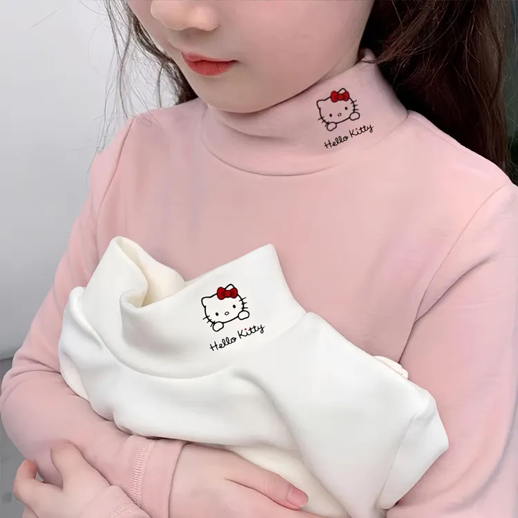 儿童德绒打底衫女童洋气半高领保暖内搭童套头上衣秋冬季新款长袖