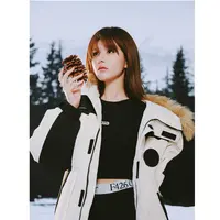 【琦儿专属】F426冬季情侣保暖魔术贴标撞色羽绒服6042 达