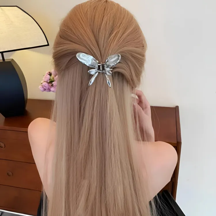 银色蜻蜓抓夹精致半扎发发夹头饰气质网红小众时尚百搭发卡发饰